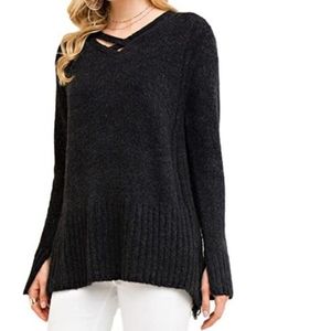 Entro Fringe Open Back Sweater